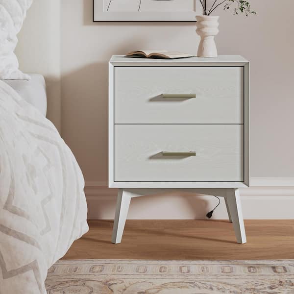 JAYDEN CREATION Anselmo White 20 in. W 2 Drawer Nightstand