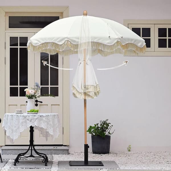 6 ft diameter patio umbrella Unbranded 6 ft. Round Market Outdoor Patio Umbrella 90 in. Beige Tassel  YES2849
