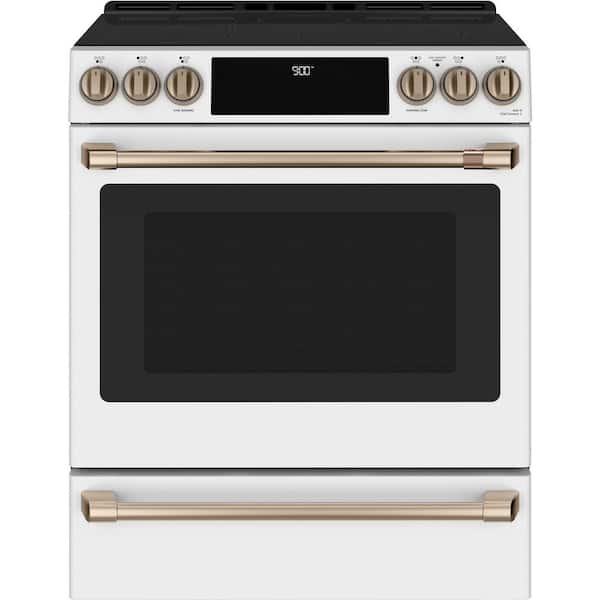 30 in. 5 Burner Element Slide-In Smart Induction Range with Convection Oven in Matte White, Self Clean