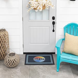 Salt Life Vintage Rays Frame Gray 18 in. x 30 in. Recycled Rubber Indoor/Outdoor Door Mat