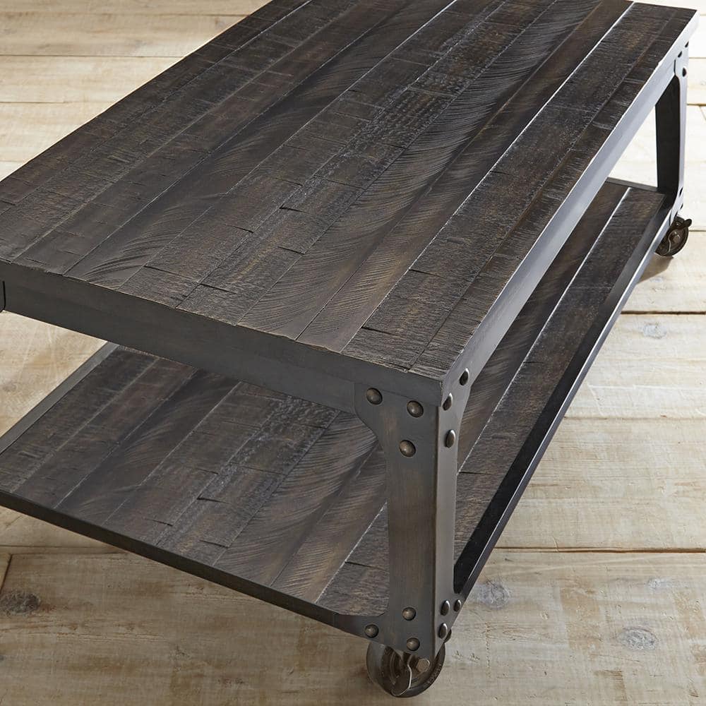Rustic Tobacco 48" Wood Lift-Top Coffee Table with Storage