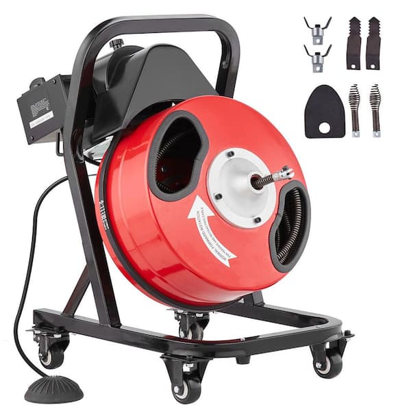 50 ft. x 1/2 in. Drain Cleaning Machine Sewer Auger with 4-Cutter and Air-Activated Foot Switch for Pipes