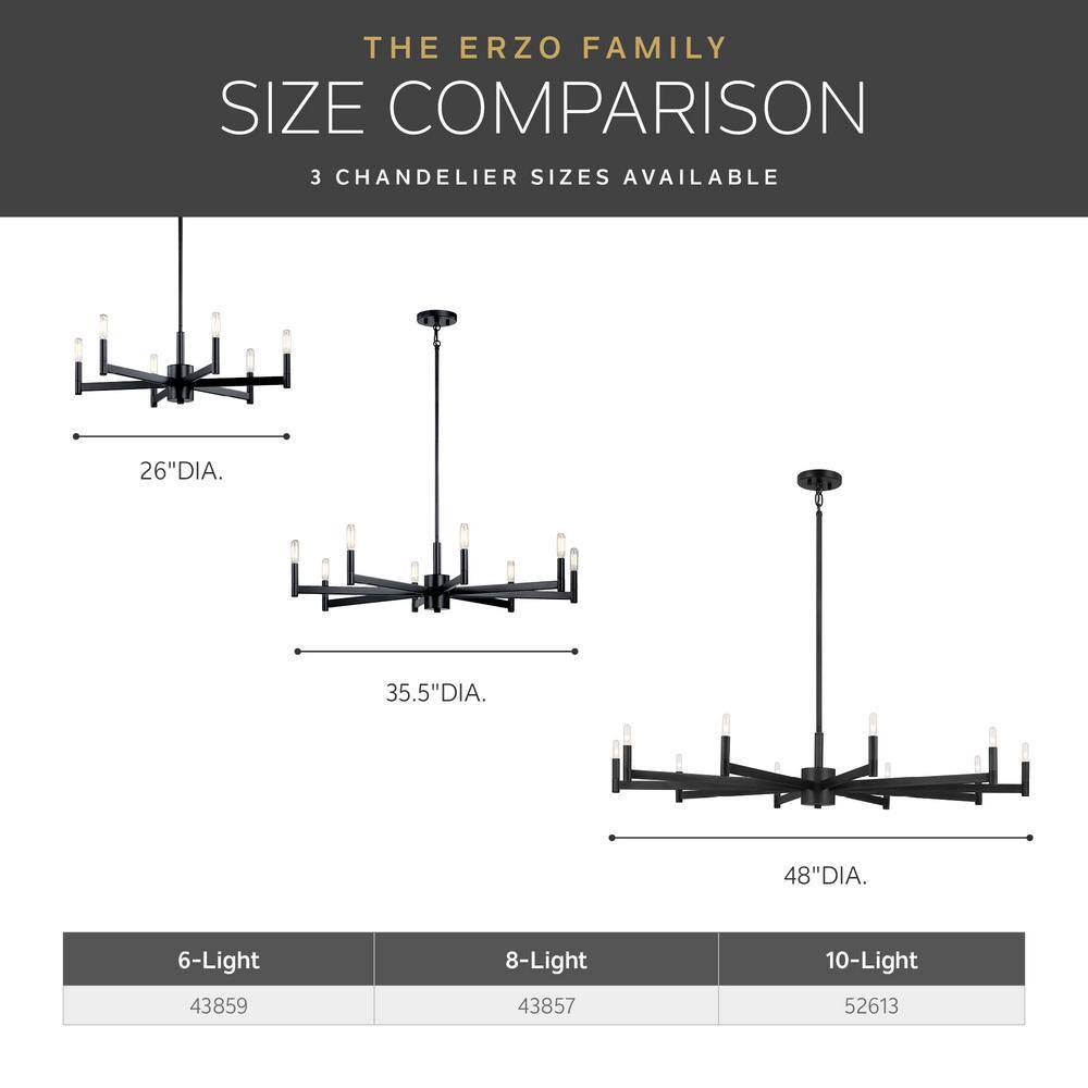 Erzo 48" Natural Brass 10-Light Candle Style Chandelier