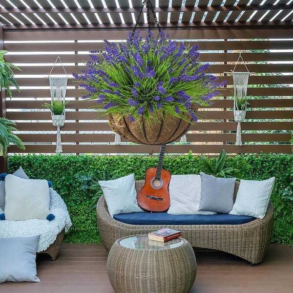 13.8 in. Purple Outdoor 24-Pieces Artificial Plants Flower