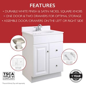 Wyndham 24 in. W x 18 in. D Unassembled Bath Vanity Cabinet Only in White Semi-Gloss