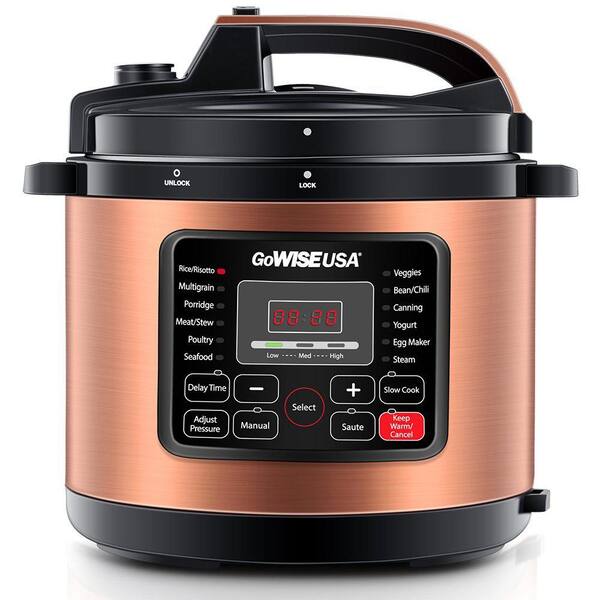GoWISE USA 12.5 Qt. Copper Electric Pressure Cooker with Ceramic Pot
