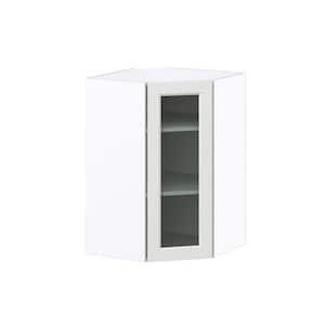 24 in. W x 35 in. H x 14 in. D Alton Painted White Assembled Corner Wall Kitchen Cabinet with Glass Door