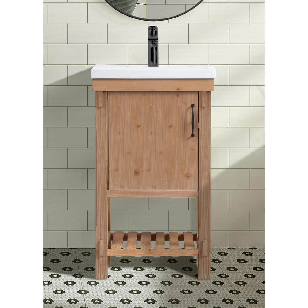 Marina Driftwood Solid Wood Single Bathroom Vanity with Ceramic Top
