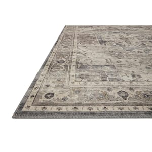 Hathaway Steel/Ivory 9 ft. x 12 ft. Traditional Distressed Printed Area Rug