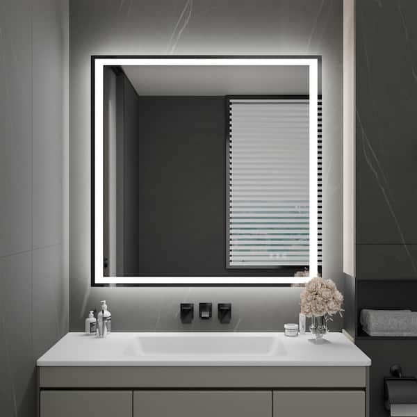 36 in. W x 36 in. H Rectangular Frameless Anti-Fog Dimmable Wall Bathroom Vanity Mirror with Backlit and Front Lit