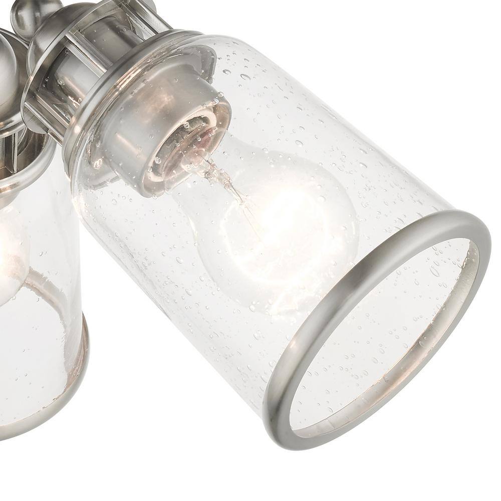Brushed Nickel 3-Light Flush Mount with Clear Seeded Glass