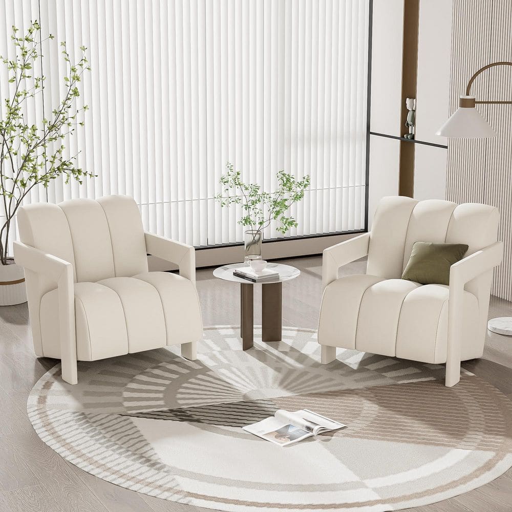 31.5 in. x 26.3 in. x 29.8 in. White Polyester Modern Minimalist Leisure Ar