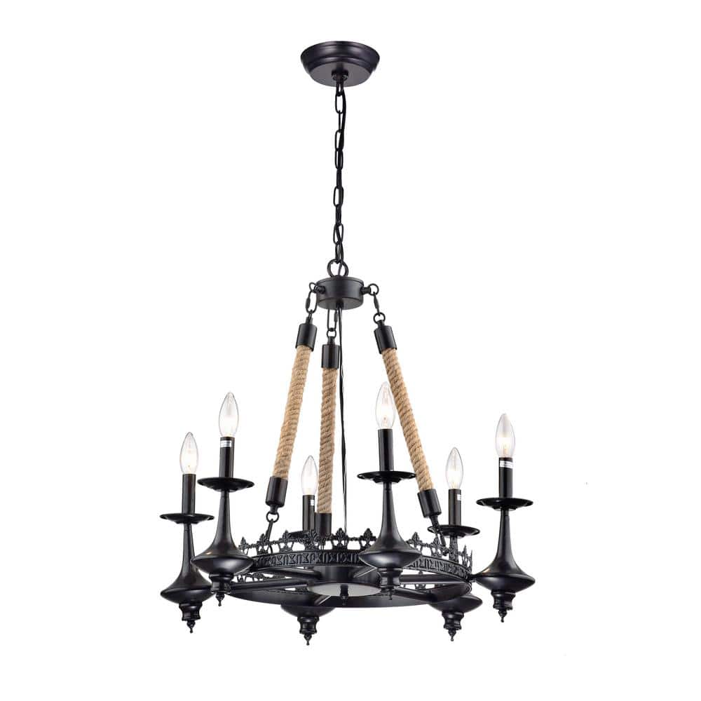 GREENVILLE SIGNATURE Thiesi 6-Light Candle Style Black Chandelier