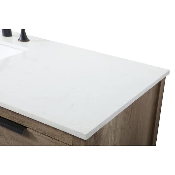 60 in. W x 22 in. D x 34 in. H Bath Vanity in Natural Oak with White Engineered Marble Top