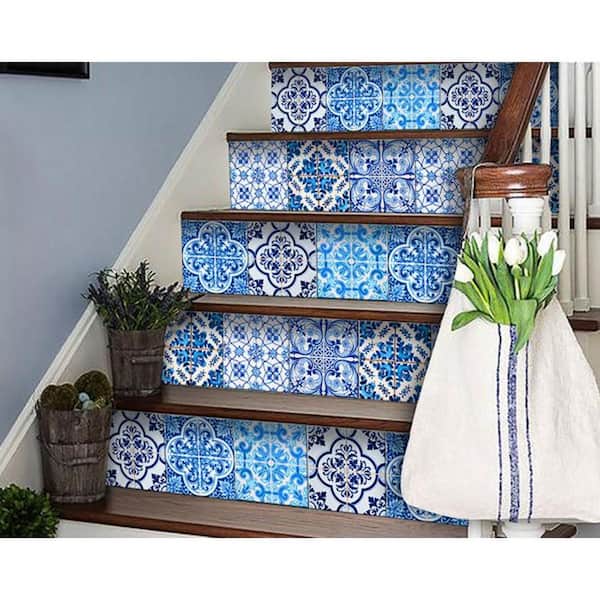 HomeRoots Azul Gianna 8 in. x 8 in. Vinyl Peel and Stick Removable Tile Stickers (10.56 sq.ft./Pack)