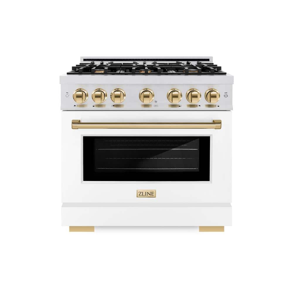 Autograph 36 in. Select Dual Fuel Range with 6 Burners and Convection Oven in Satin Steel with White and Gold Accents price history on PriceWatchPro