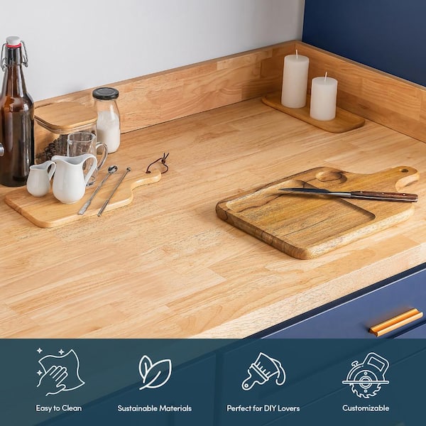 AllForWood Hevea Butcher Block Counter Top - 5'x30