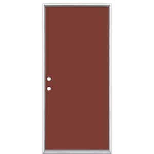 36 in. x 80 in. Flush Right-Hand Inswing Red Bluff Painted Steel Prehung Front Exterior Door No Brickmold in Vinyl Frame