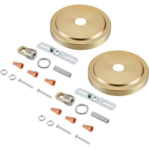 5-1/2 in. Dia. w/Collar Loop and 1 in. Center Hole Warm Brass Finish Transitional Chandelier Fixture Canopy Kit (2-Pack)