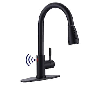 Touchless Sensor Single Handle Pull-Down Sprayer Kitchen Faucet in Matte Black