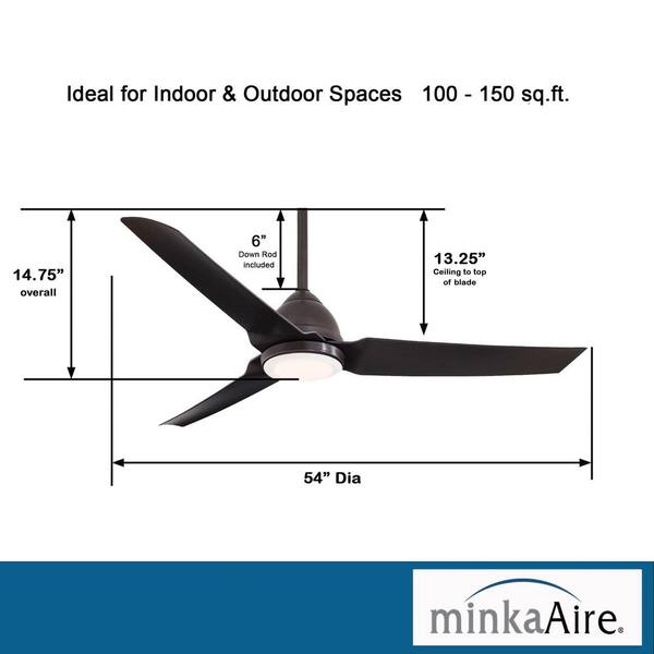 MINKA-AIRE Java LED 54" Low Profile Ceiling Fan | Flat White Finish With Remote & Dimmable Light