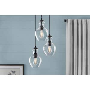 Bakerston 3-Light Matte Black Hanging Pendant with Clear Glass Shades
