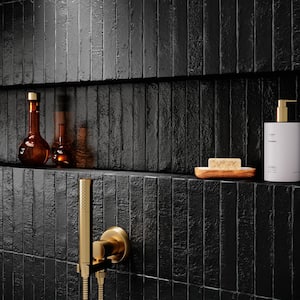 Virtuo Matte Black 1.45 in. x 9.21 in. Crackled Ceramic Subway Wall Tile (4.65 sq. ft./Case)