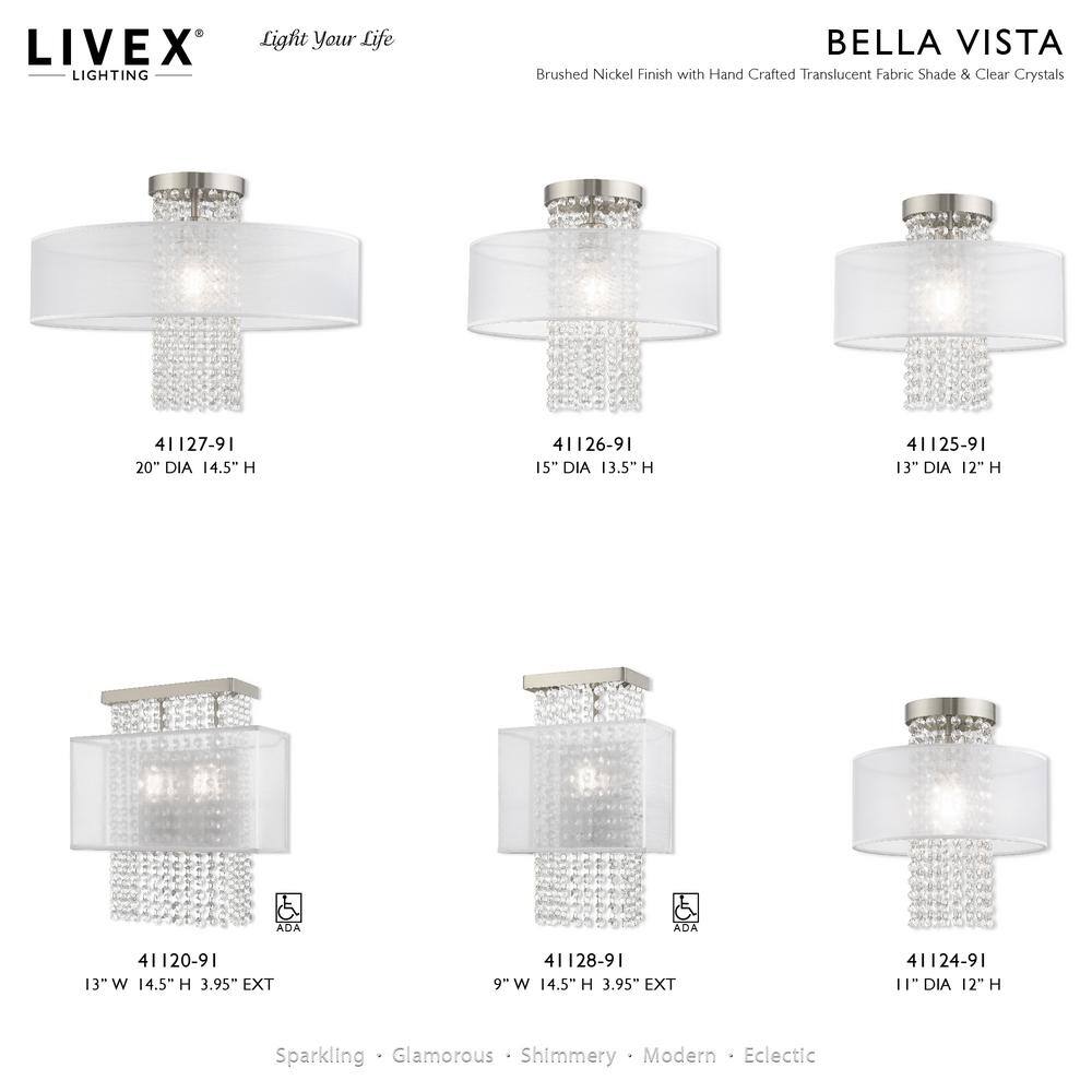 Bella Vista Brushed Nickel Crystal Drum Ceiling Light