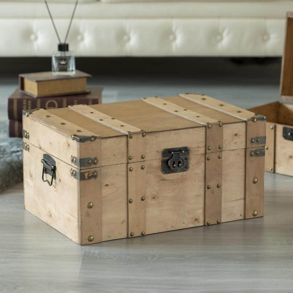  Natural Small Wooden Style Trunk with Handles