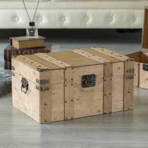 Natural Small Wooden Style Trunk with Handles