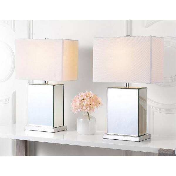 SAFAVIEH Dana 23 in. Clear Moden Table Lamp with Off-White Shade (Set of 2)