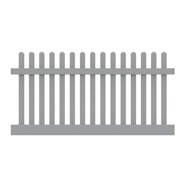 Kettle Straight 4 ft. H x 8 ft. W Gray Picket Vinyl Fence Panel (Unassembled)