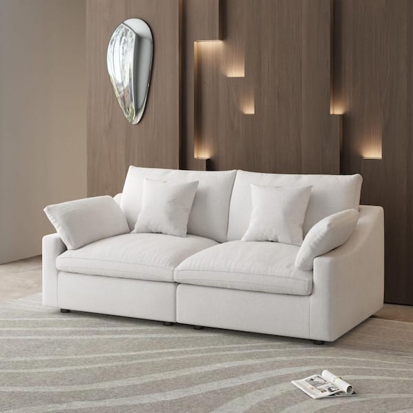 2 Piece Linen Modular Sectional Sofa Living Room Set Free Combination Couch White
