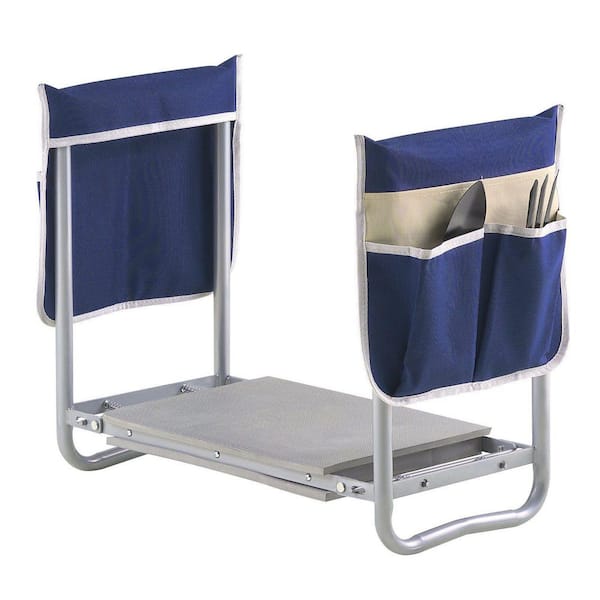 Metal Garden Stool, Garden Kneeler and Seat Folding Kneeling Bench Stool with Tool Pouches Soft EVA Foam, Purple