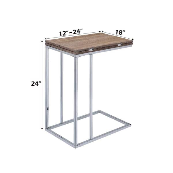 Acme Furniture Weathered Oak and Chrome Denson Side Table 81849