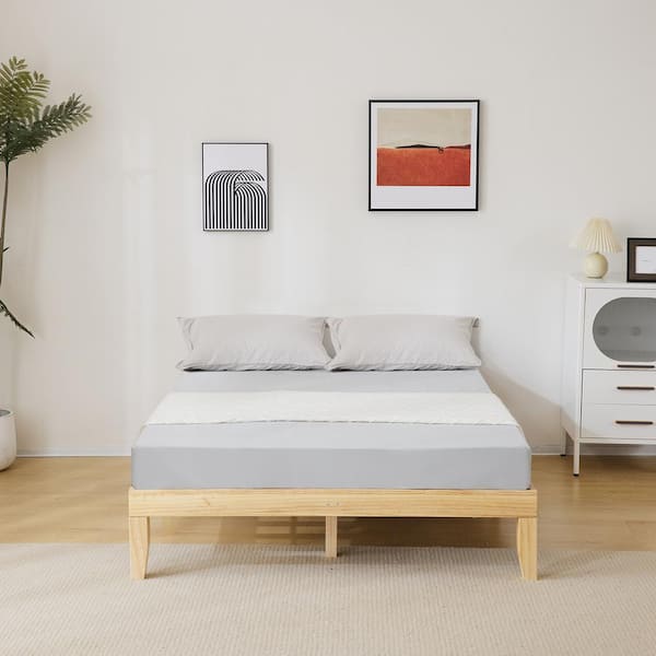 Karl home Yellow Wood Frame Pine Wood Full Platform Bed Single Bunk Bed