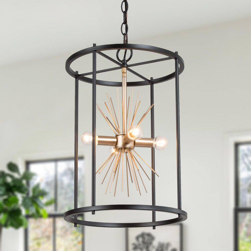 4-Light Black Modern Transitional Kitchen Island Chandelier, Brass Sputnik Pendant Light for Dining Room and Foyer price history on PriceWatchPro