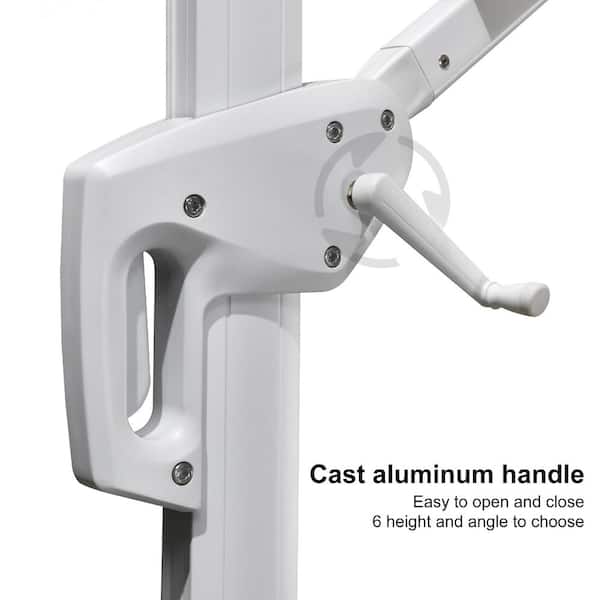 9 ft. x 11 ft. Outdoor Patio Cantilever Umbrella White Aluminum Offset 360° Rotation Umbrella in Turquoise