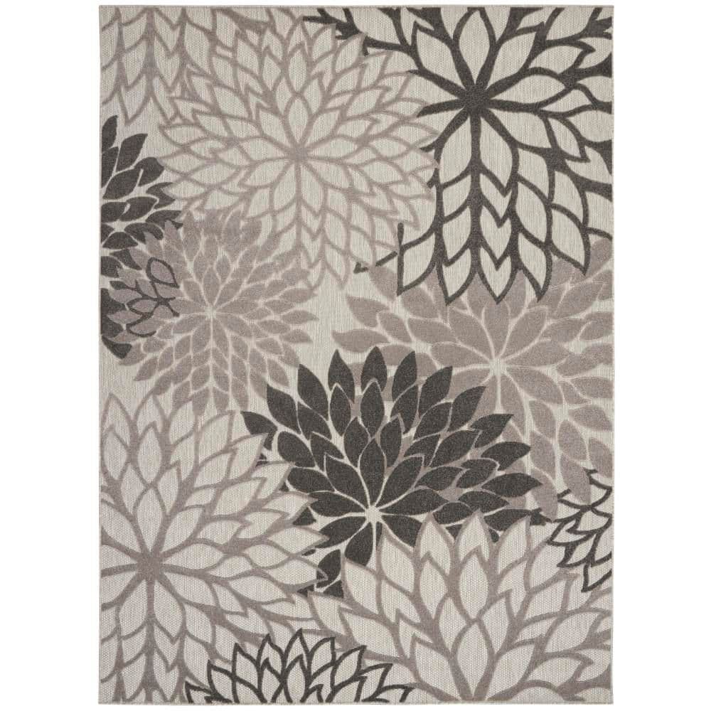 UPC 099446779144 product image for Aloha Gray 8 ft. x 11 ft. Floral Modern Indoor/Outdoor Patio Area Rug | upcitemdb.com