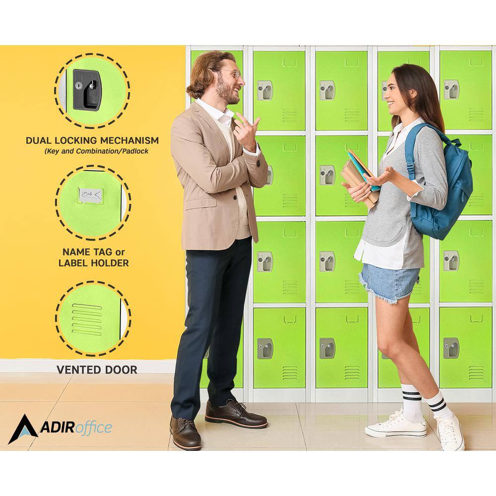 Green 72'' 4-Tier Steel Freestanding Locker with Key Lock