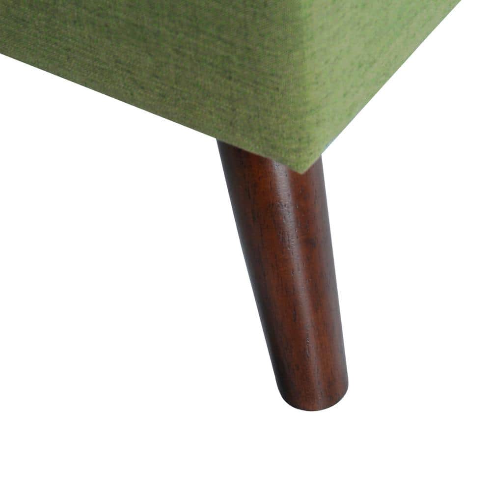 Olive Green Tufted Storage Bench with Wood Legs