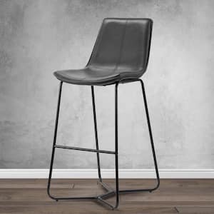 Amery 30 in. Grey Iron Frame Vintage Faux Leather Bar Stool (Set of 2)