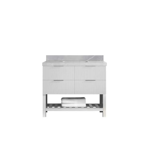 Willow Collections Catalina 42 in. W x 22 in. D x 36 in. H Single Sink Bath Vanity in White with 2 in. Pearl Gray Qt. Top