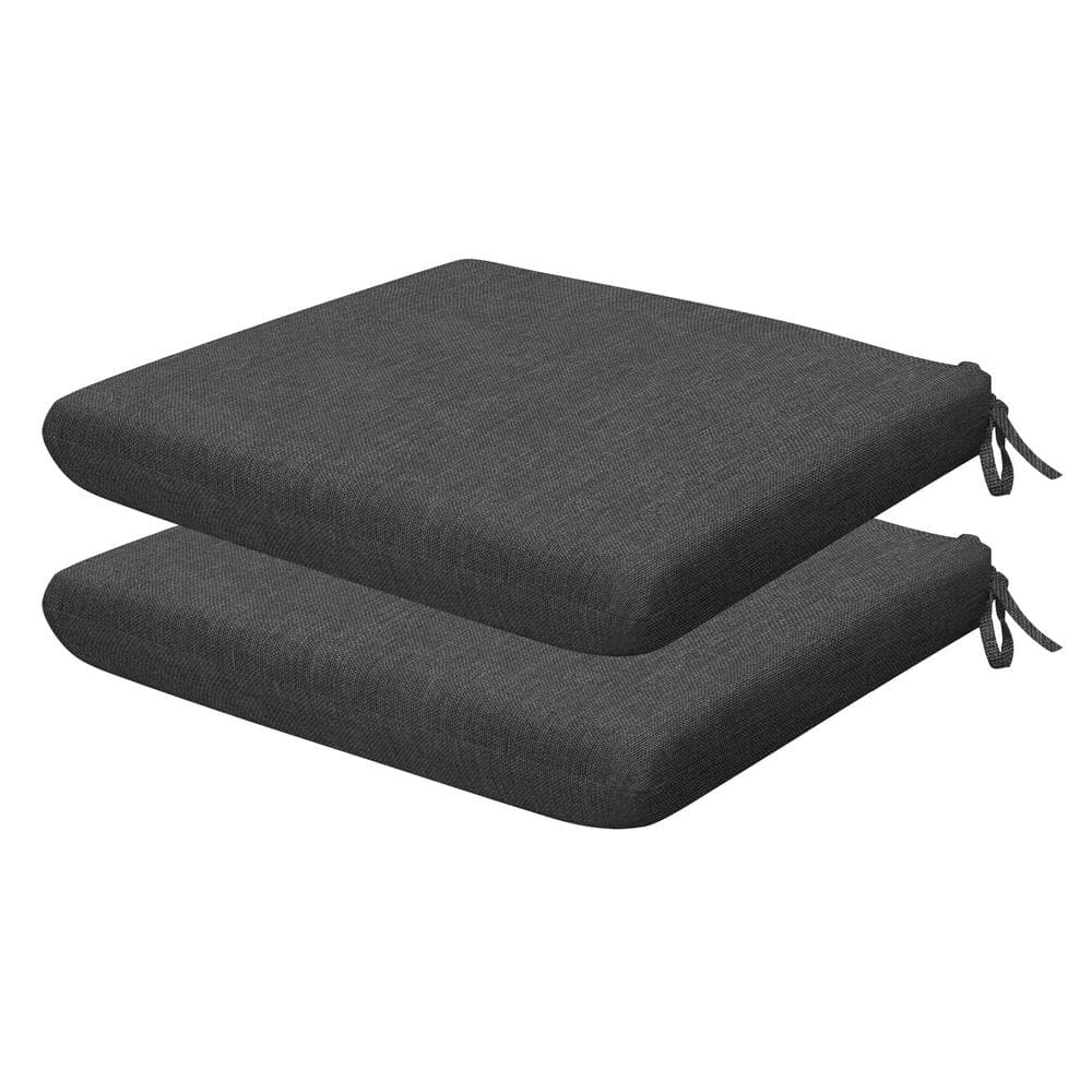 Outdoor Universal Dining Seat Cushion Textured Solid Charcoal Grey (Set of 