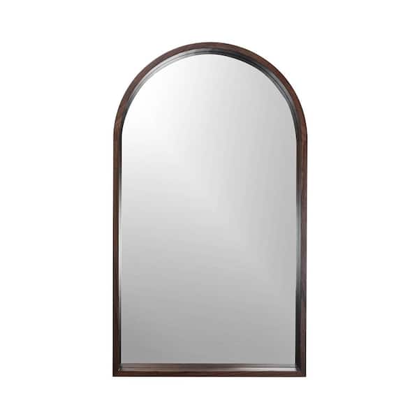 Unbranded Deluca 22 in. W x 38 in. H Wood Arch Walnut Mirror