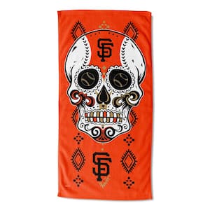 MLB Sf Giants Candy Skull Printed Cotton/Polyester Blend Multicolor Beach Towel