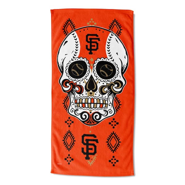 MLB Sf Giants Candy Skull Printed Cotton/Polyester Blend Multicolor Beach Towel
