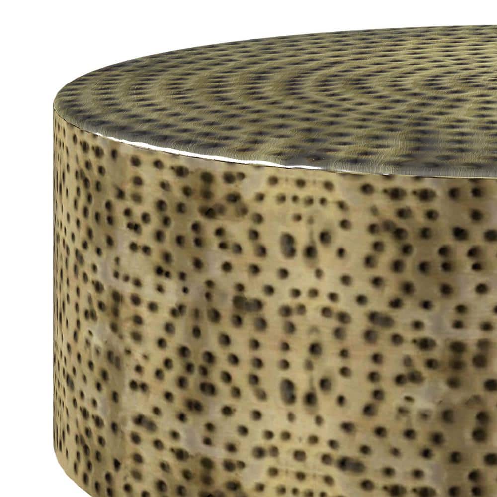 Montrose 30" Round Antique Gold and Black Metal Coffee Table