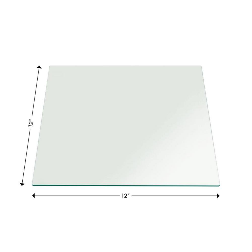 12" Clear Tempered Glass Square Table Top with Polished Edges