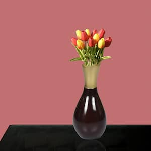 6.75 in. 2-Tone Brown and Gold Aluminium-Casted Modern Decorative Flower Table Vase